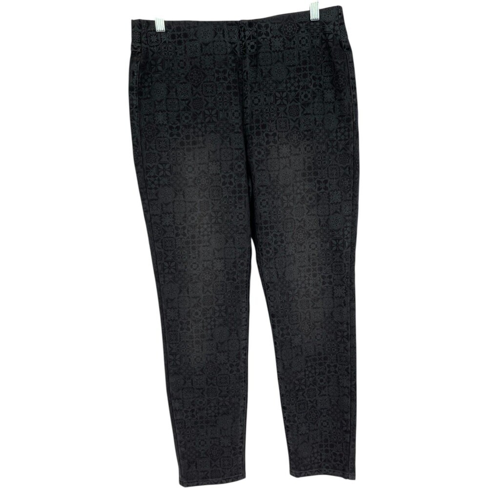 Soft Surroundings Womens Pants Size Medium Black Boho Medallion Stretch 2CM92